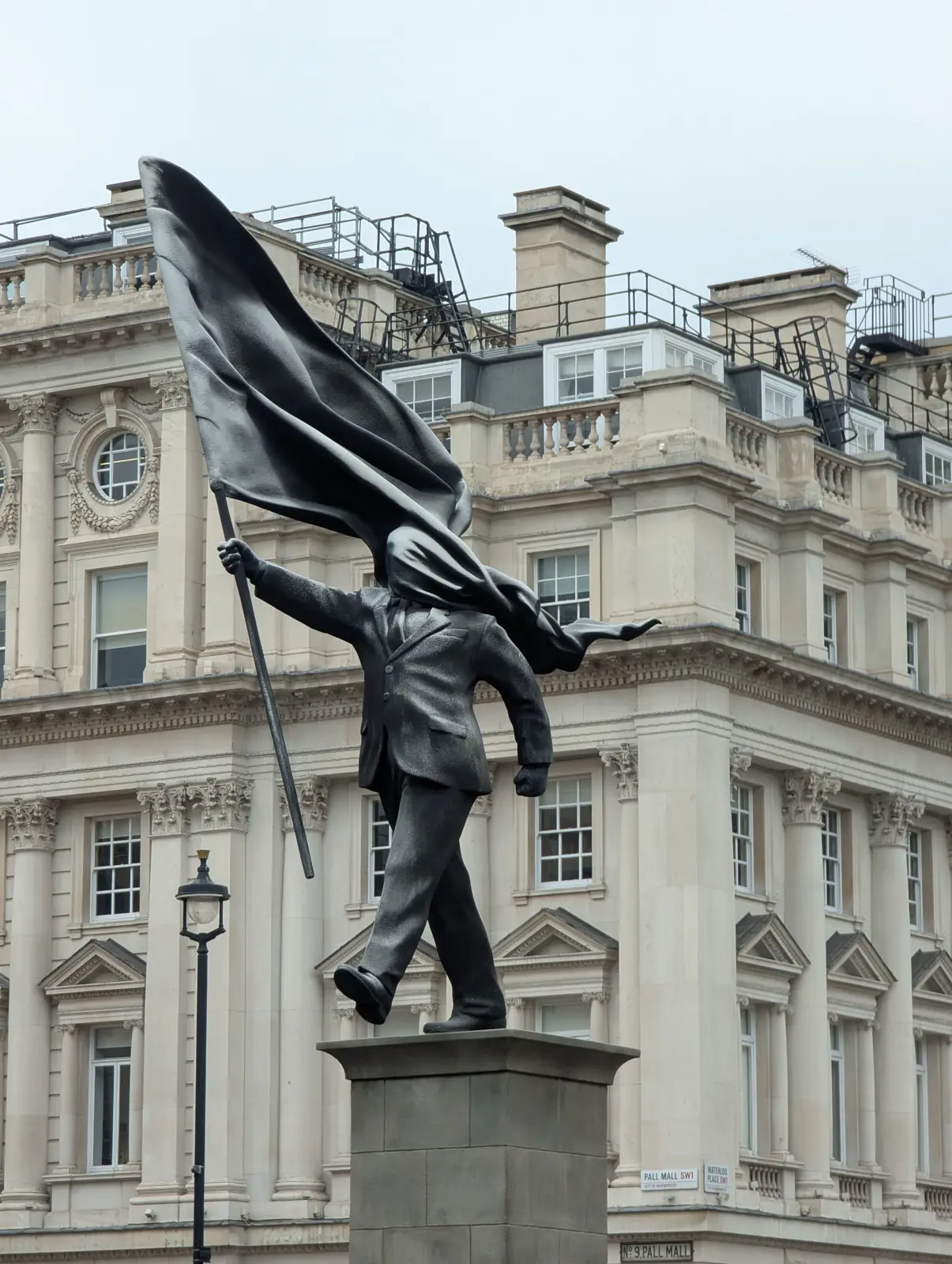 Banksy’s statue in Waterloo Place, London