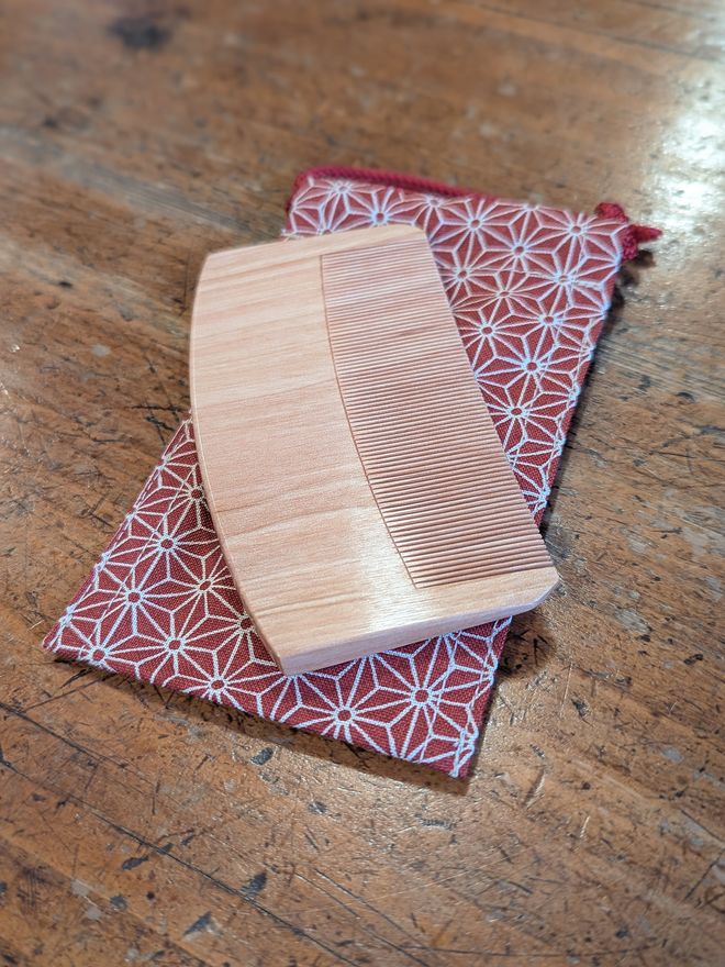 A hand-carved Oroku-gushi wooden comb